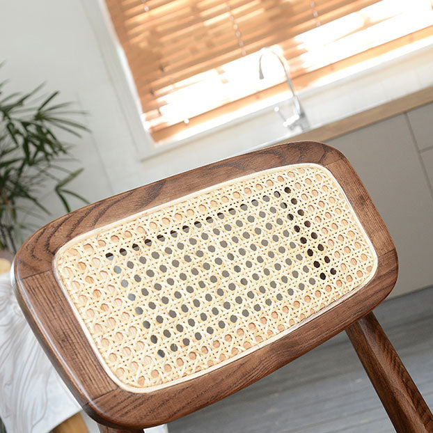 Sillas de comedor sin brazos para interiores, sillas laterales de ratán con patas de madera (juego de 2)