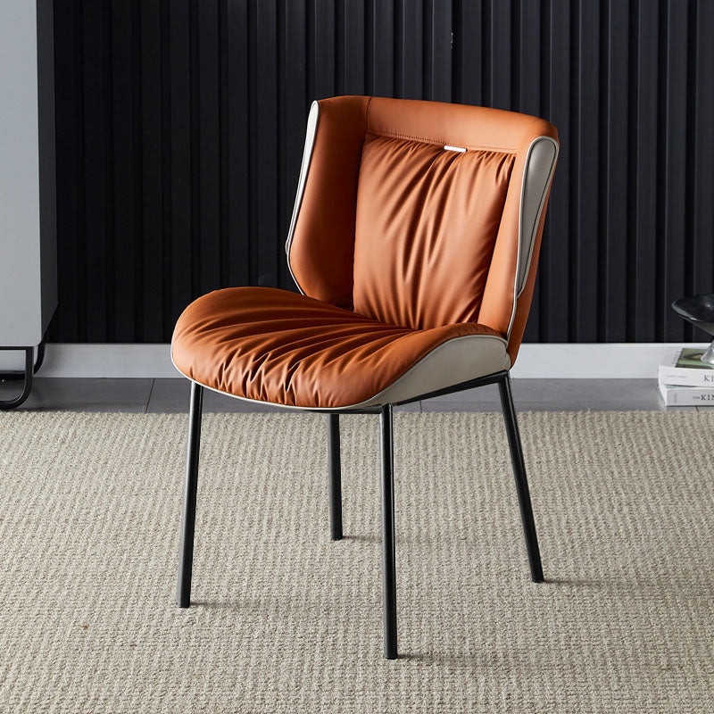 Chaise latérale industrielle d'intérieur, chaise de salle à manger rembourrée en métal à dossier solide