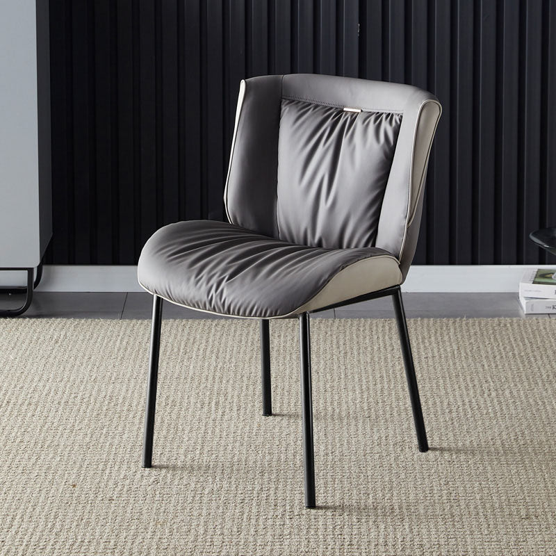 Silla lateral industrial interior Silla tapizada de metal con respaldo sólido para comedor