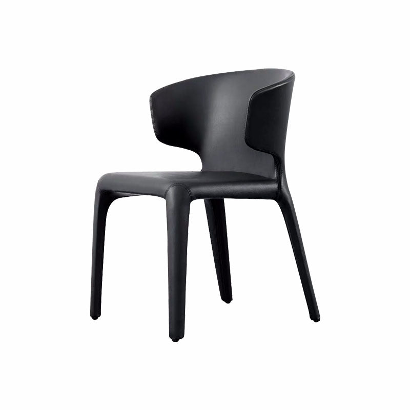 Fauteuil en cuir de style design, finition mate, chaise de salle à manger simple à dossier solide