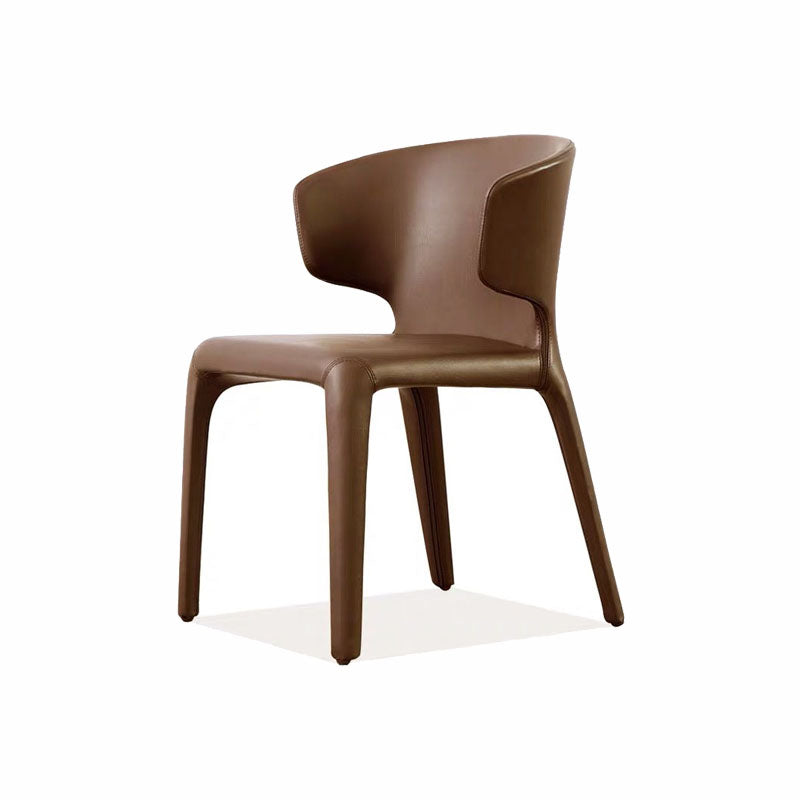 Fauteuil en cuir de style design, finition mate, chaise de salle à manger simple à dossier solide