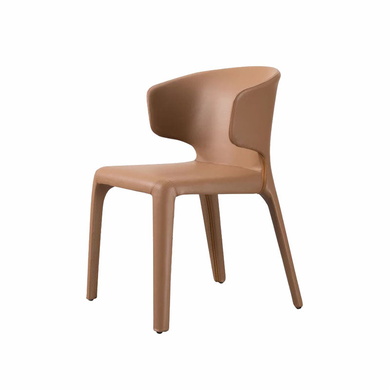 Fauteuil en cuir de style design, finition mate, chaise de salle à manger simple à dossier solide
