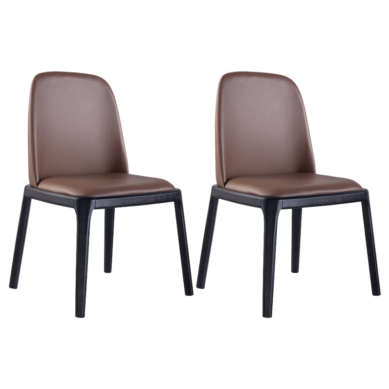 Industriel Ash Chaise de salle à manger Parsons Chaise d'appoint en cuir au fini mat (Ensemble de 2)