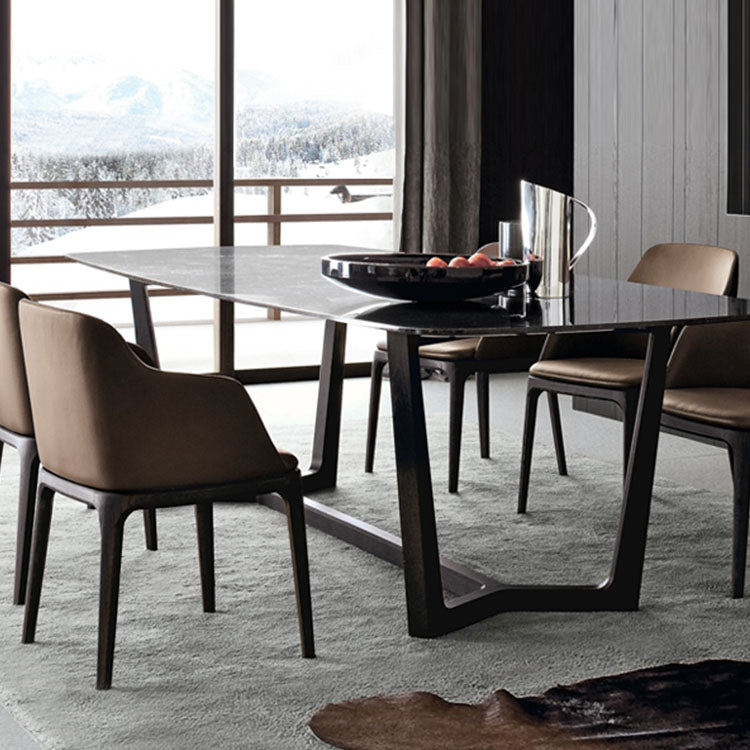 Silla de comedor industrial Ash Parsons, silla auxiliar de cuero con acabado mate (juego de 2)