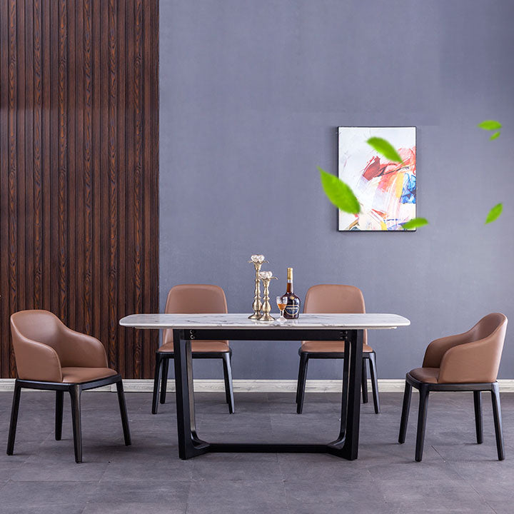 Silla de comedor industrial Ash Parsons, silla auxiliar de cuero con acabado mate (juego de 2)