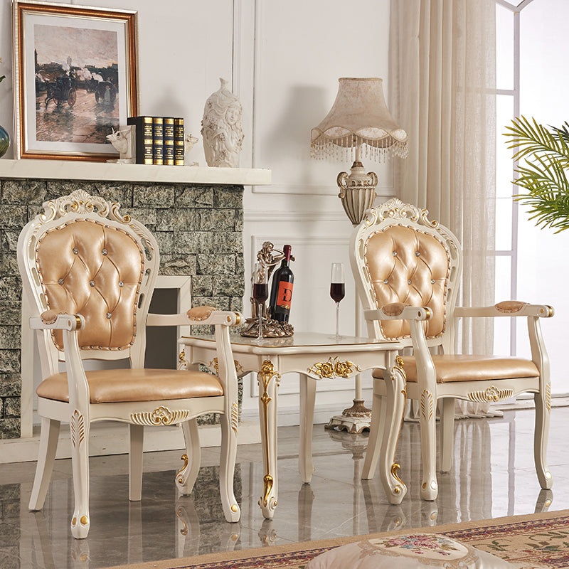 Silla de comedor tapizada victoriana King Louis Back Silla de comedor con acabado mate (juego de 2)