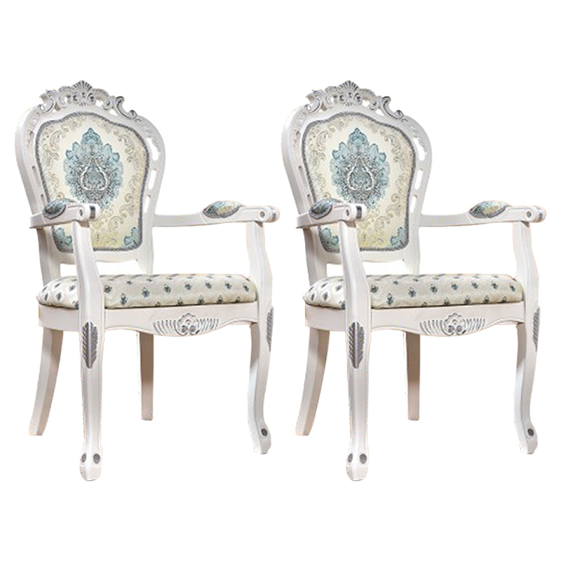 Fauteuil de maison en tissu victorien, dossier King Louis, finition mate, chaise de salle à manger (Ensemble de 2)