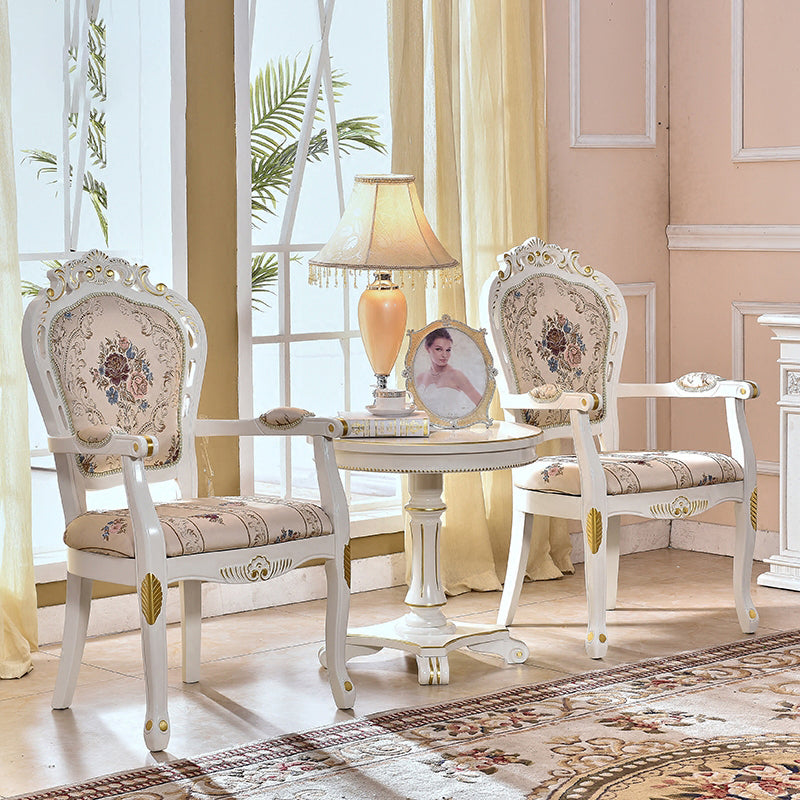 Silla de comedor de tela victoriana con respaldo King Louis y acabado mate (juego de 2)