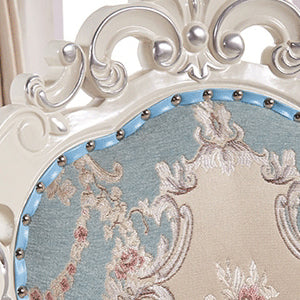 Silla de comedor de tela victoriana con respaldo King Louis y acabado mate (juego de 2)