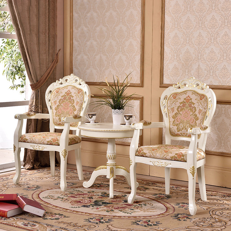 Silla de comedor de tela victoriana con respaldo King Louis y acabado mate (juego de 2)