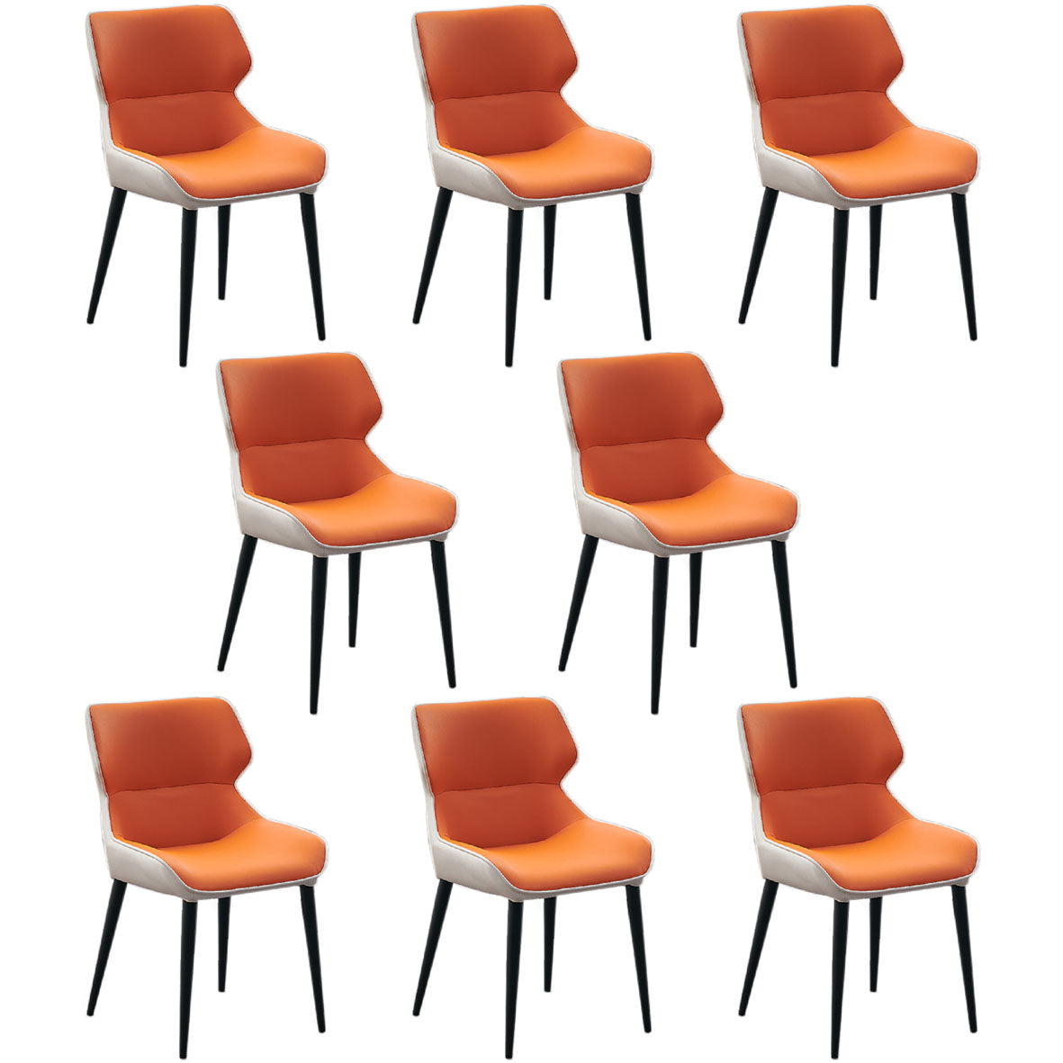 Sillas de comedor de piel sintética contemporáneas tapizadas con brazos laterales para uso doméstico