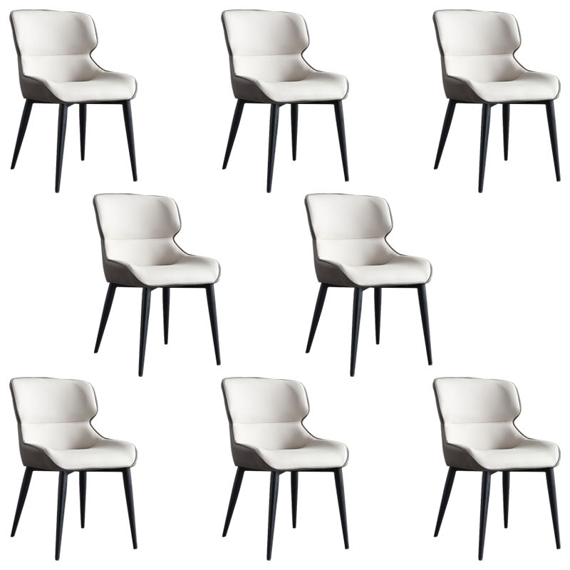 Sillas de comedor de piel sintética contemporáneas tapizadas con brazos laterales para uso doméstico