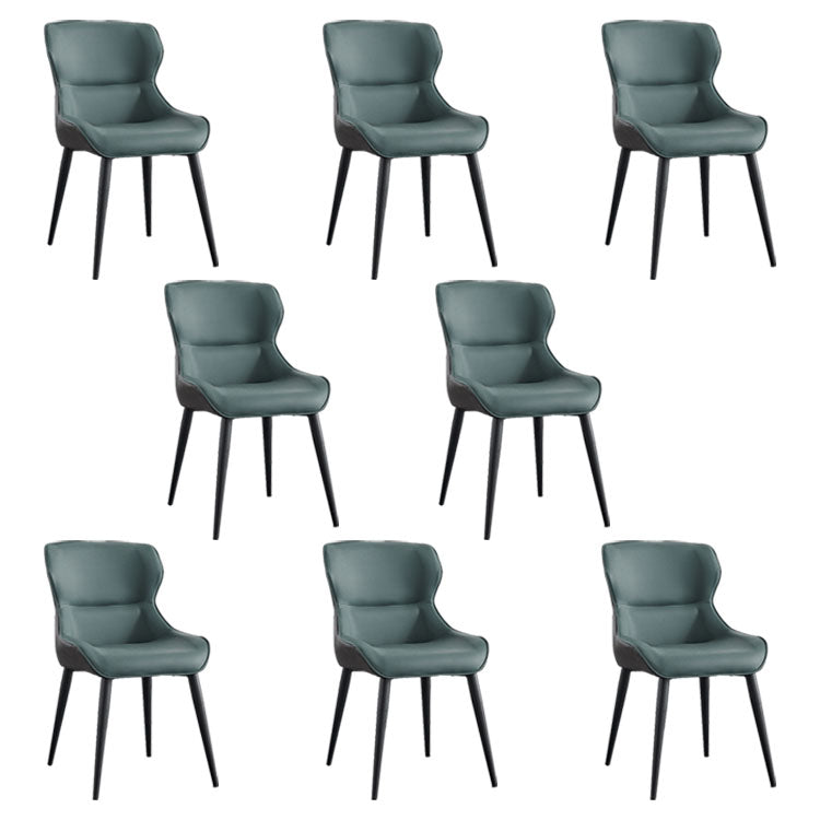 Sillas de comedor de piel sintética contemporáneas tapizadas con brazos laterales para uso doméstico