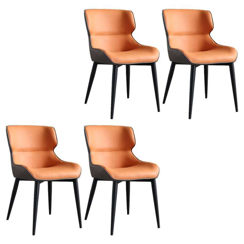 Sillas de comedor de piel sintética contemporáneas tapizadas con brazos laterales para uso doméstico