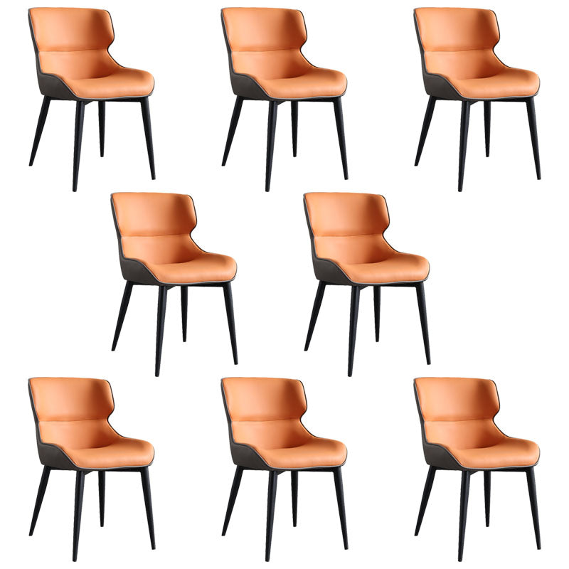 Sillas de comedor de piel sintética contemporáneas tapizadas con brazos laterales para uso doméstico