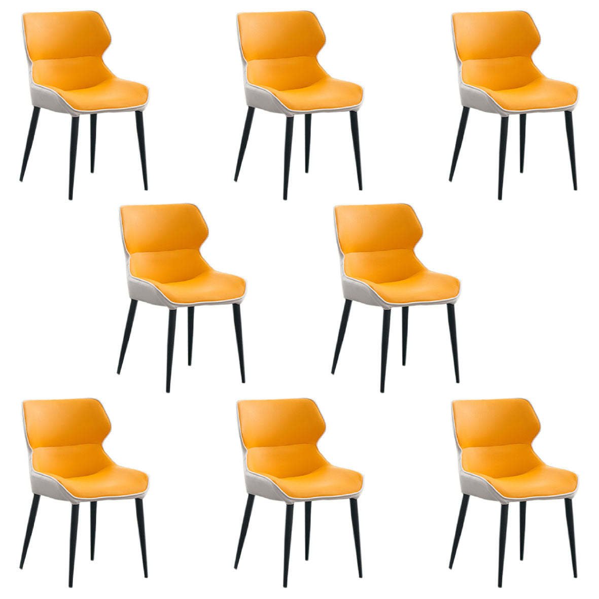 Sillas de comedor de piel sintética contemporáneas tapizadas con brazos laterales para uso doméstico