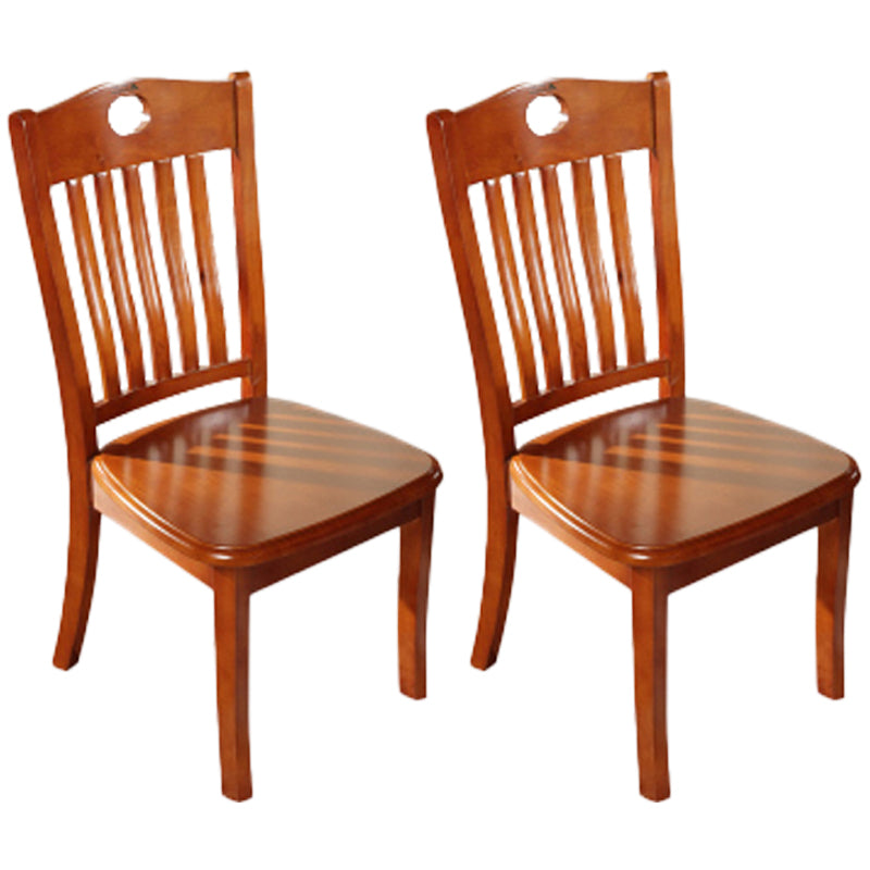 Accueil Chaises de salle à manger sans accoudoirs Chaise d'appoint à dossier à lattes avec pieds en bois (Ensemble de 2)