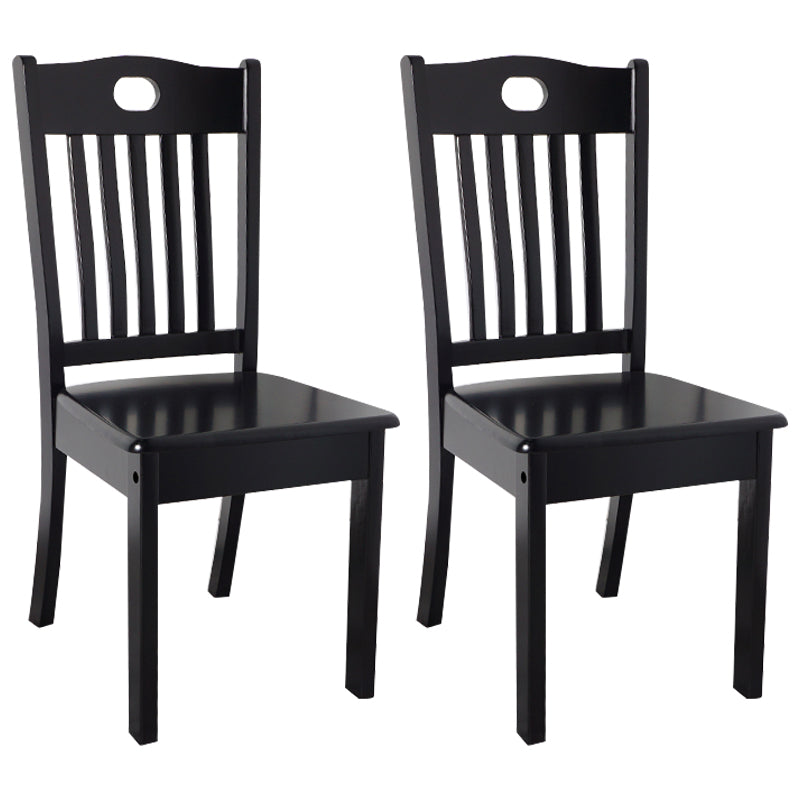 Inicio Sillas de comedor sin brazos Silla lateral con respaldo de listones y patas de madera (juego de 2)