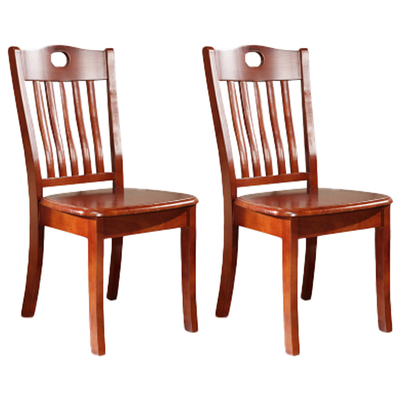 Inicio Sillas de comedor sin brazos Silla lateral con respaldo de listones y patas de madera (juego de 2)