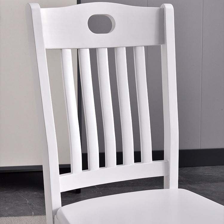 Inicio Sillas de comedor sin brazos Silla lateral con respaldo de listones y patas de madera (juego de 2)