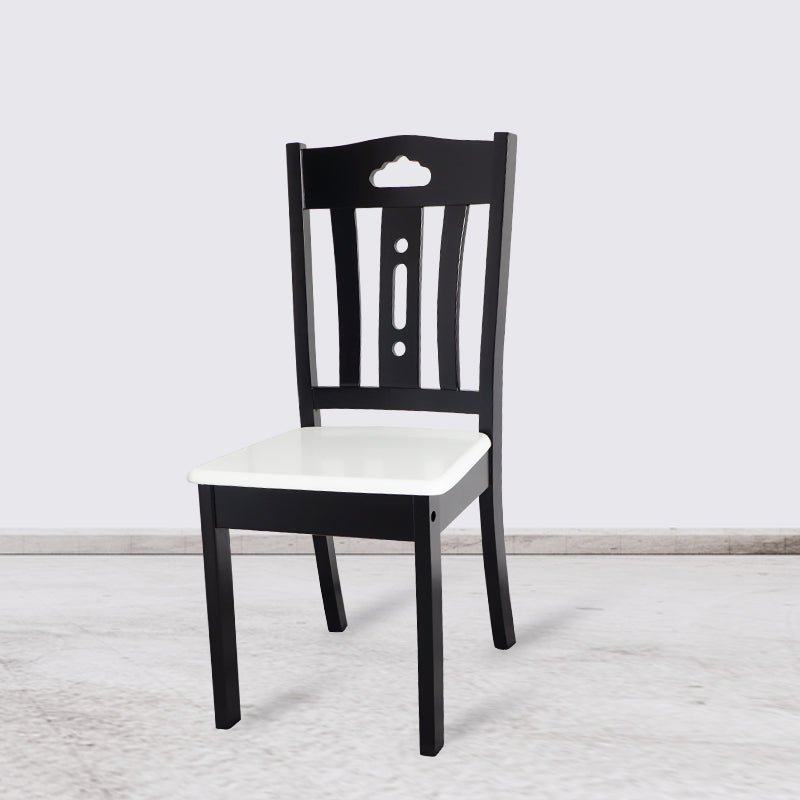 Inicio Sillas de comedor sin brazos Silla lateral con respaldo de listones y patas de madera (juego de 2)