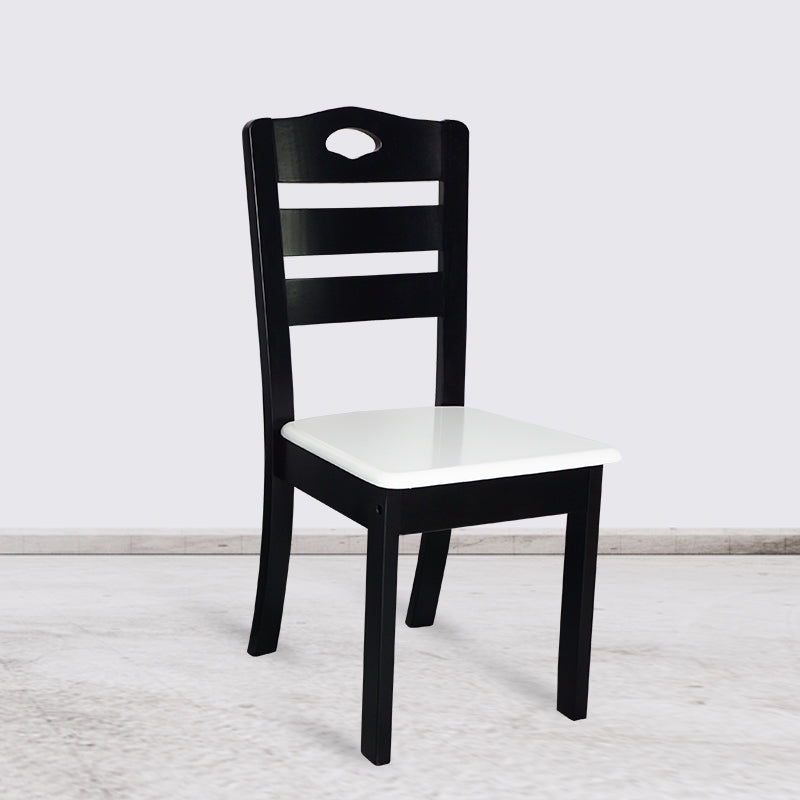 Inicio Sillas de comedor sin brazos Silla lateral con respaldo de listones y patas de madera (juego de 2)