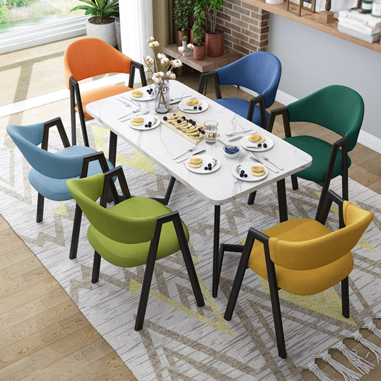 Sillas de comedor modernas Sillón de comedor tapizado con patas de metal (juego de 4)