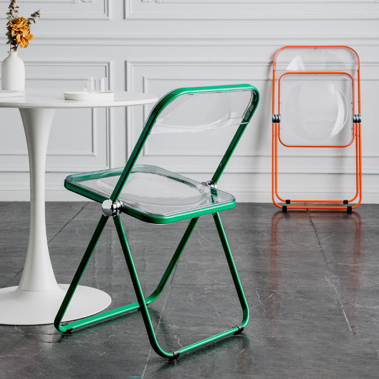 Silla de comedor plegable con respaldo abierto, silla de comedor individual sin brazos con patas de metal