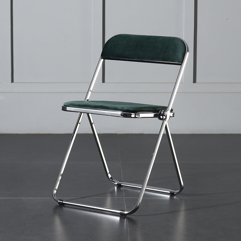 Silla de comedor plegable con respaldo abierto, silla de comedor individual sin brazos con patas de metal
