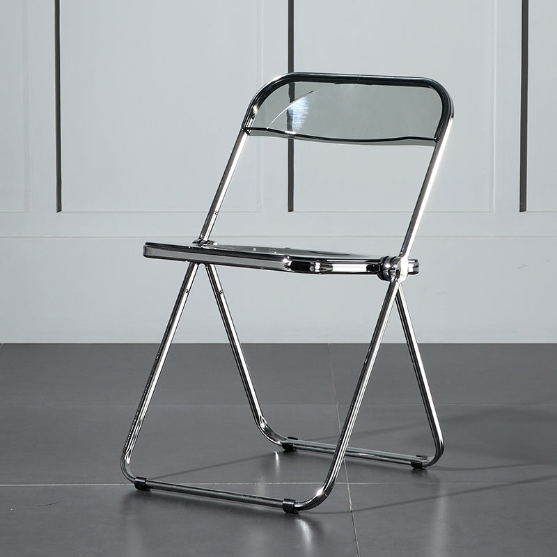 Silla de comedor plegable con respaldo abierto, silla de comedor individual sin brazos con patas de metal