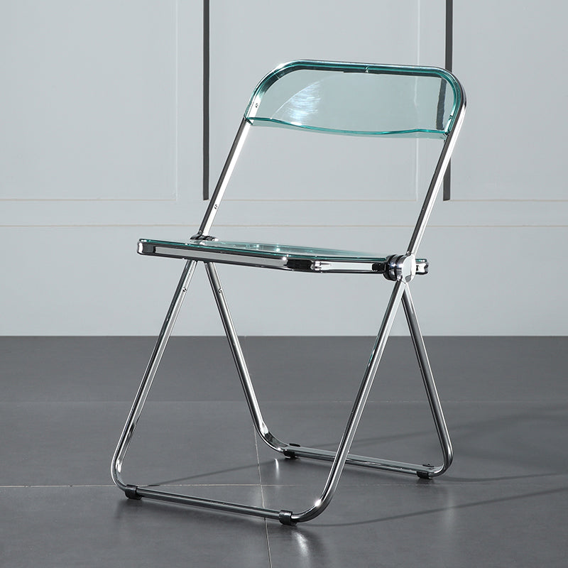 Silla de comedor plegable con respaldo abierto, silla de comedor individual sin brazos con patas de metal