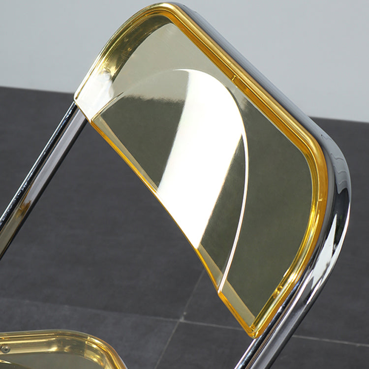 Silla de comedor plegable con respaldo abierto, silla de comedor individual sin brazos con patas de metal
