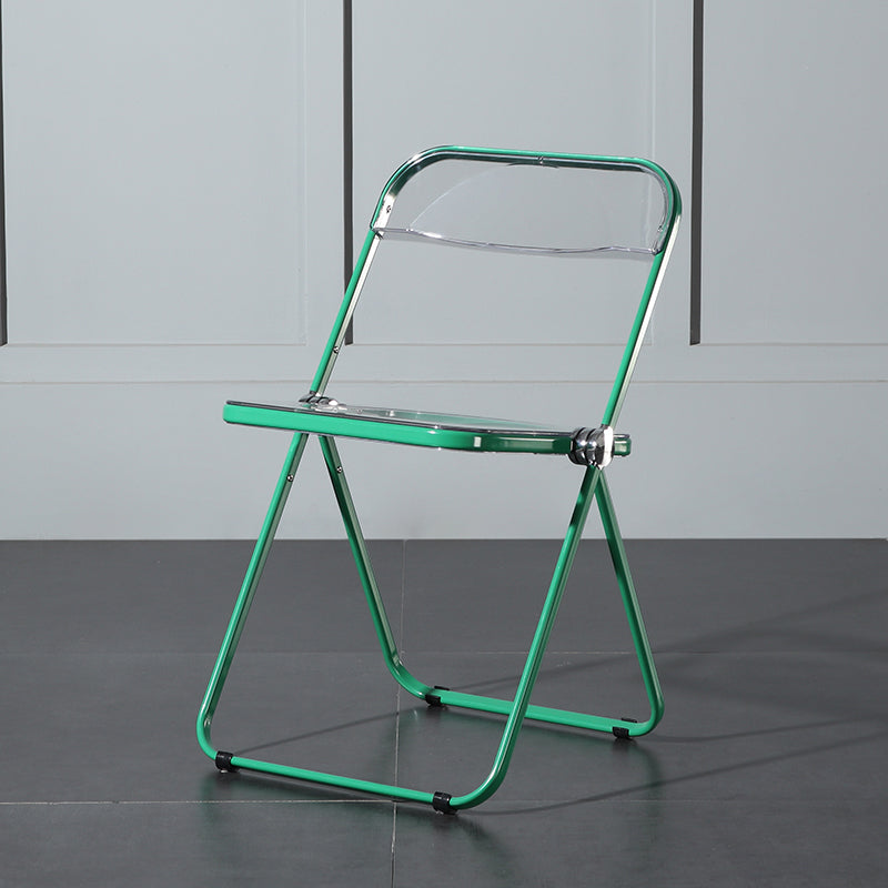 Silla de comedor plegable con respaldo abierto, silla de comedor individual sin brazos con patas de metal