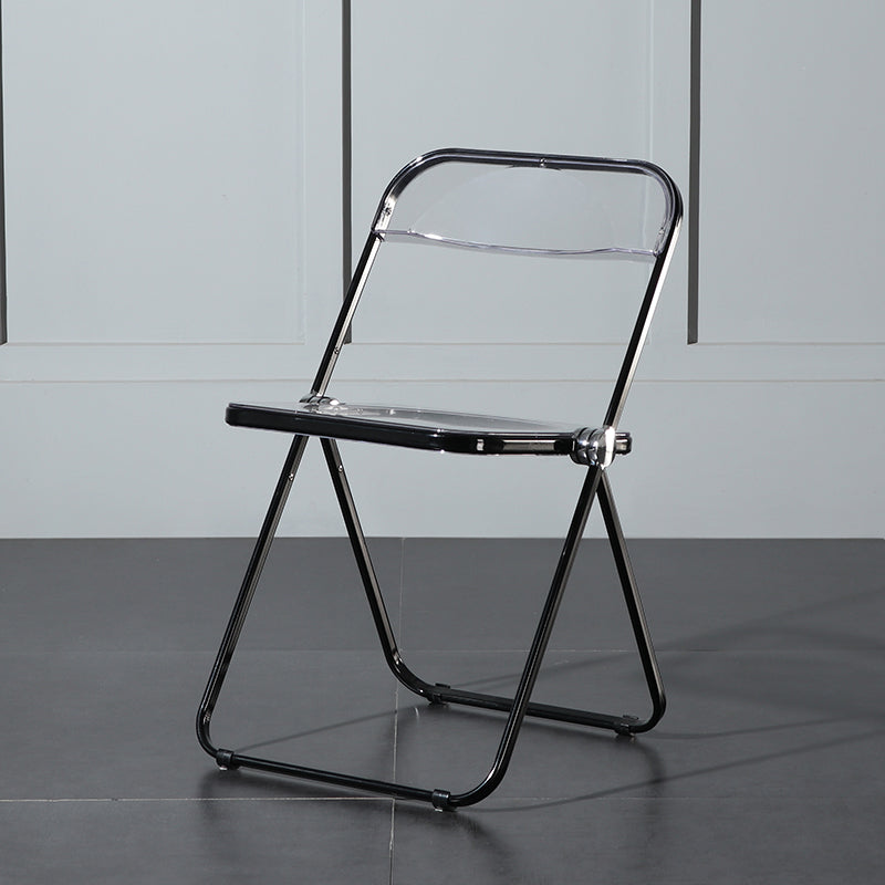 Silla de comedor plegable con respaldo abierto, silla de comedor individual sin brazos con patas de metal