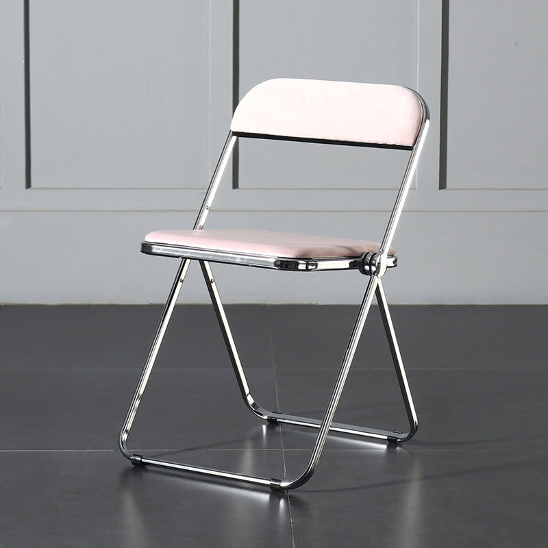Silla de comedor plegable con respaldo abierto, silla de comedor individual sin brazos con patas de metal