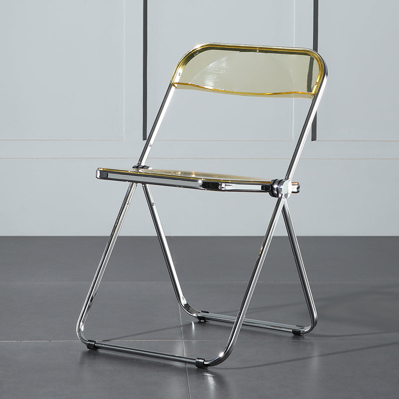 Silla de comedor plegable con respaldo abierto, silla de comedor individual sin brazos con patas de metal