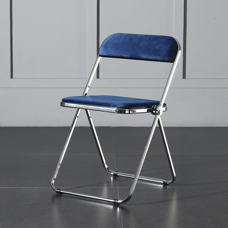 Silla de comedor plegable con respaldo abierto, silla de comedor individual sin brazos con patas de metal