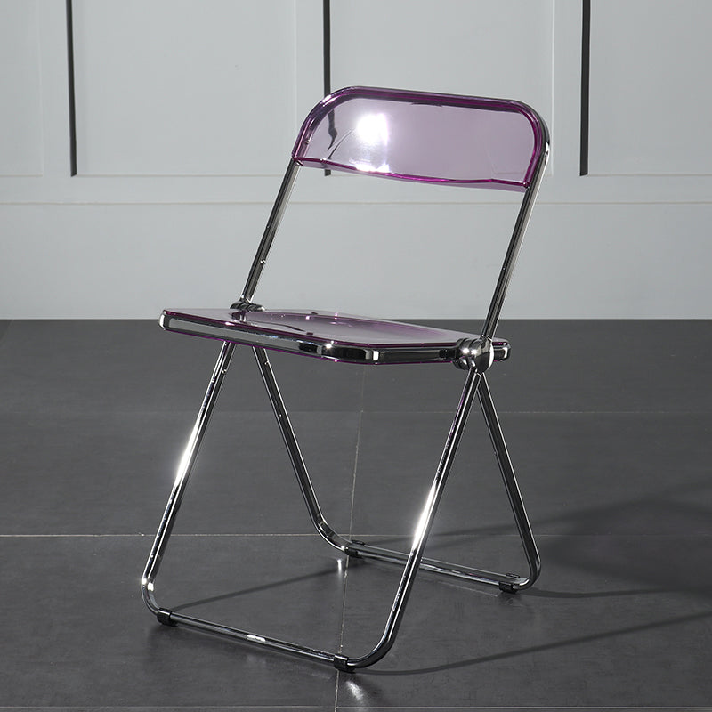 Chaise d'appoint de salle à manger pliable, chaise de salle à manger simple sans accoudoirs à dossier ouvert avec pieds en métal
