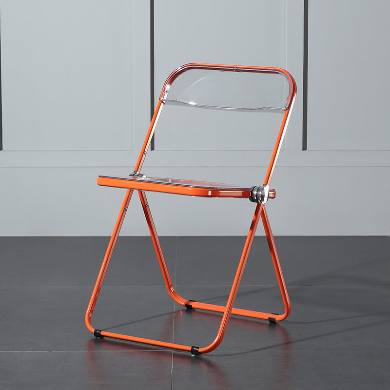 Silla de comedor plegable con respaldo abierto, silla de comedor individual sin brazos con patas de metal