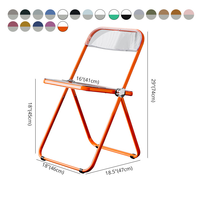 Silla de comedor plegable con respaldo abierto, silla de comedor individual sin brazos con patas de metal