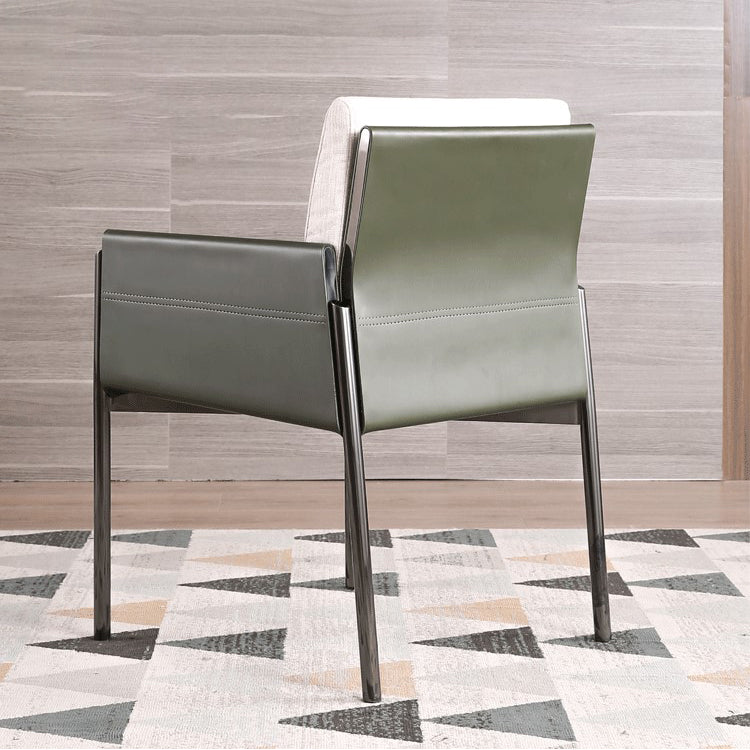 Silla casera de cuero de estilo diseñador, sillón lateral de comedor con respaldo sólido