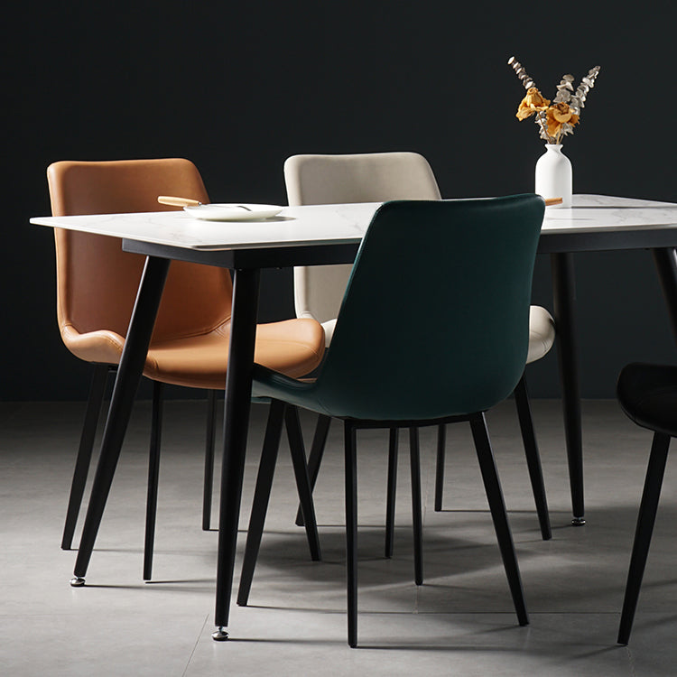 Silla lateral de comedor de metal de estilo nórdico, silla lateral de comedor sin brazos para cocina