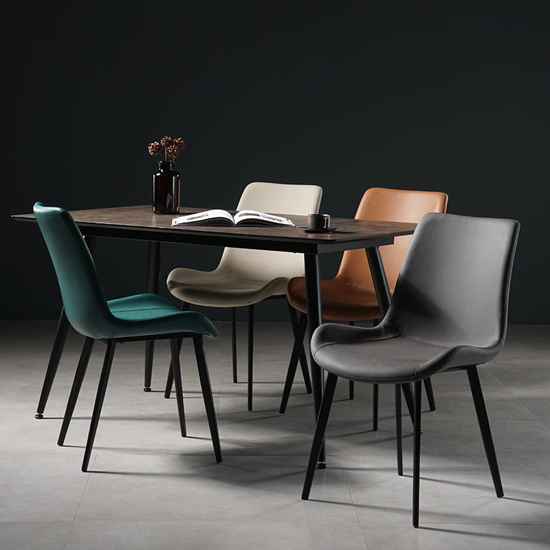 Silla lateral de comedor de metal de estilo nórdico, silla lateral de comedor sin brazos para cocina