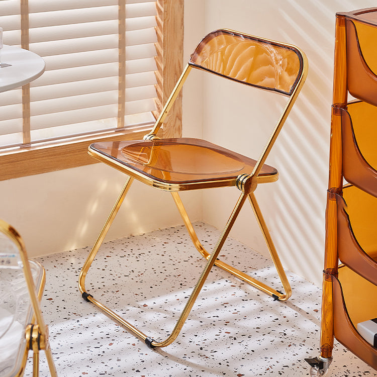 Sillas de comedor sin brazos plegables con respaldo abierto, silla lateral con patas de metal