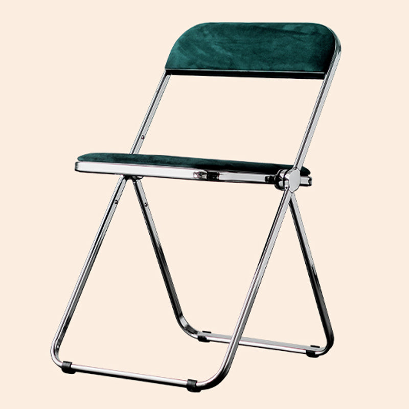 Sillas de comedor sin brazos plegables con respaldo abierto, silla lateral con patas de metal
