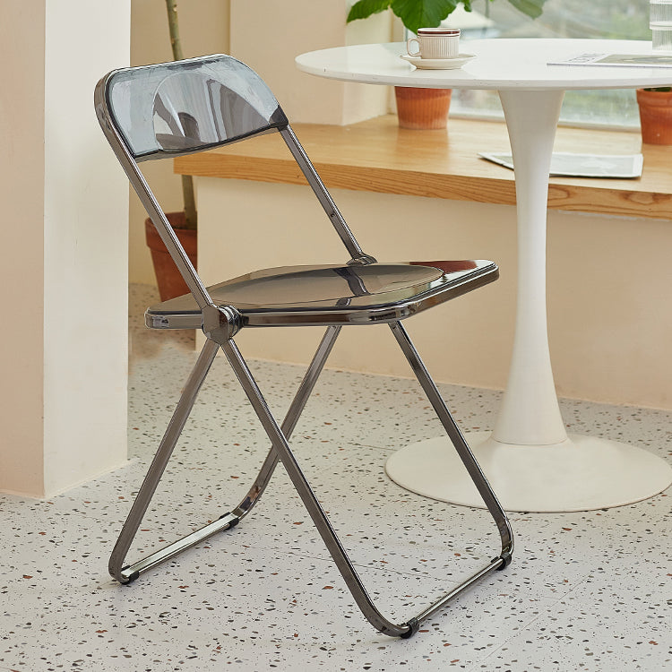 Sillas de comedor sin brazos plegables con respaldo abierto, silla lateral con patas de metal