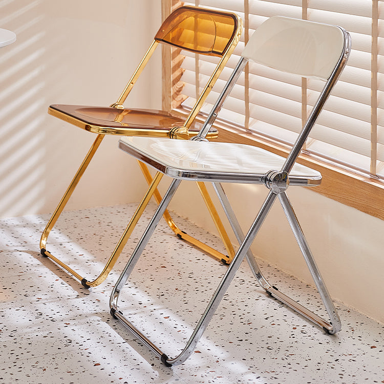 Sillas de comedor sin brazos plegables con respaldo abierto, silla lateral con patas de metal