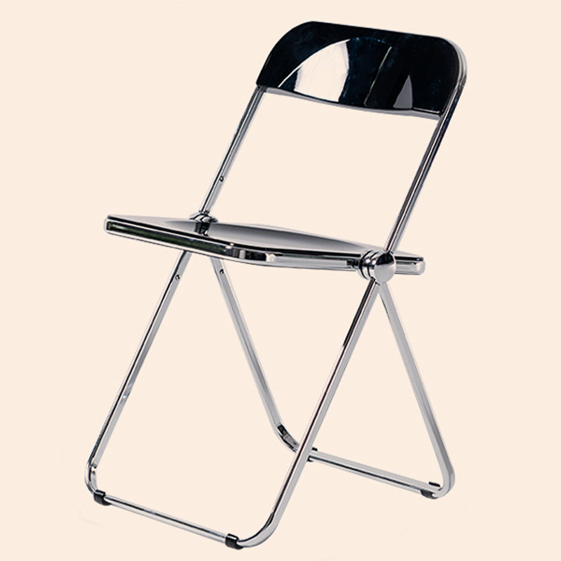 Sillas de comedor sin brazos plegables con respaldo abierto, silla lateral con patas de metal