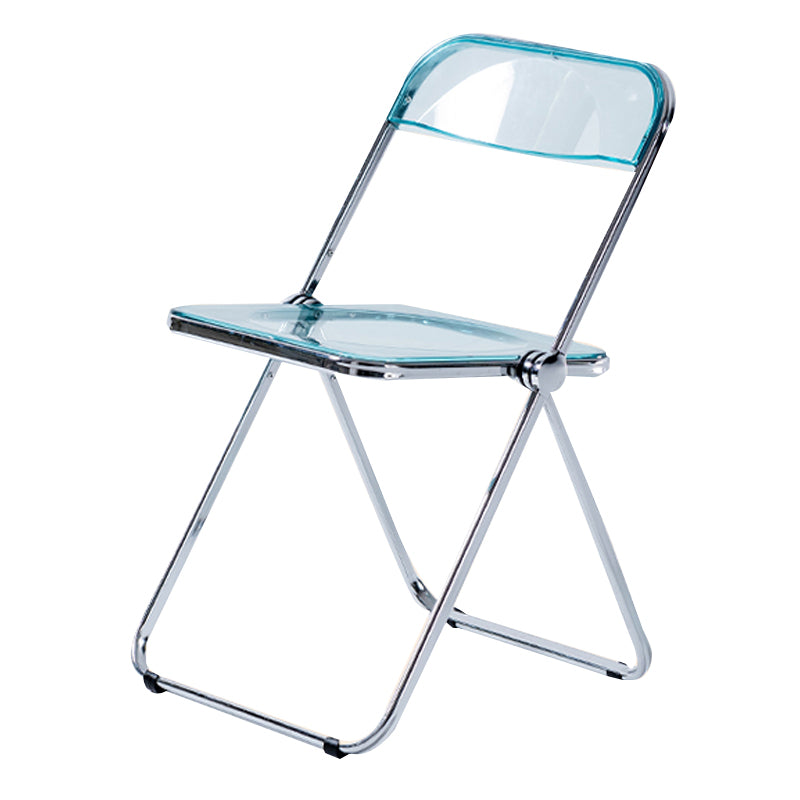 Sillas de comedor sin brazos plegables con respaldo abierto, silla lateral con patas de metal