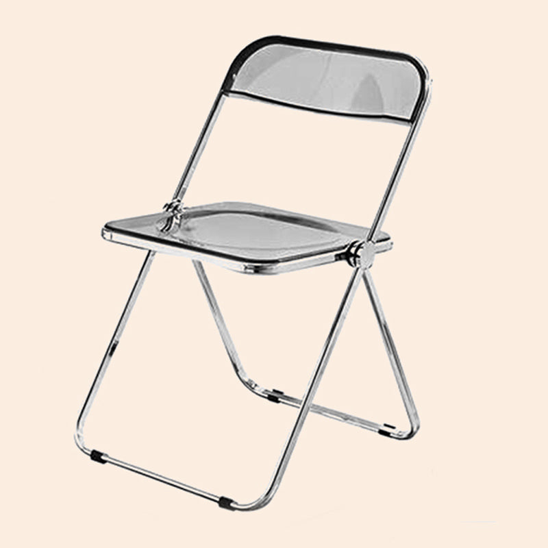 Sillas de comedor sin brazos plegables con respaldo abierto, silla lateral con patas de metal